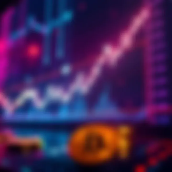 A graph showing Bitcoin's fluctuating prices with a trend line pointing upward, indicating potential recovery