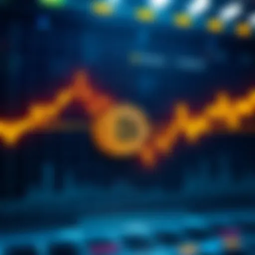 A line graph showing Bitcoin's fluctuating price trends with a focus on $50,000 mark
