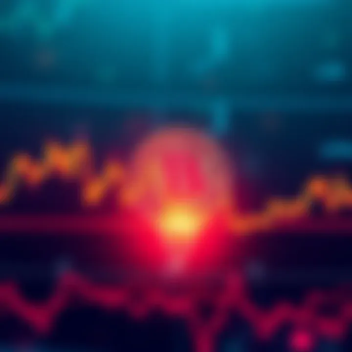 A Bitcoin price chart showing recent fluctuations with a downward trend indicated