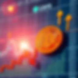 A graph displaying Bitcoin's price movement with arrows indicating upward and downward trends, symbolizing the market debate on its future.
