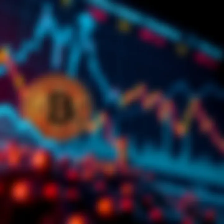 A downward trending Bitcoin price chart showing the recent decline in value