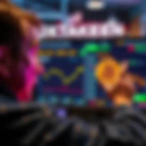 A frustrated buyer looking at a screen showing Kraken's Bitcoin price much higher than other exchanges.