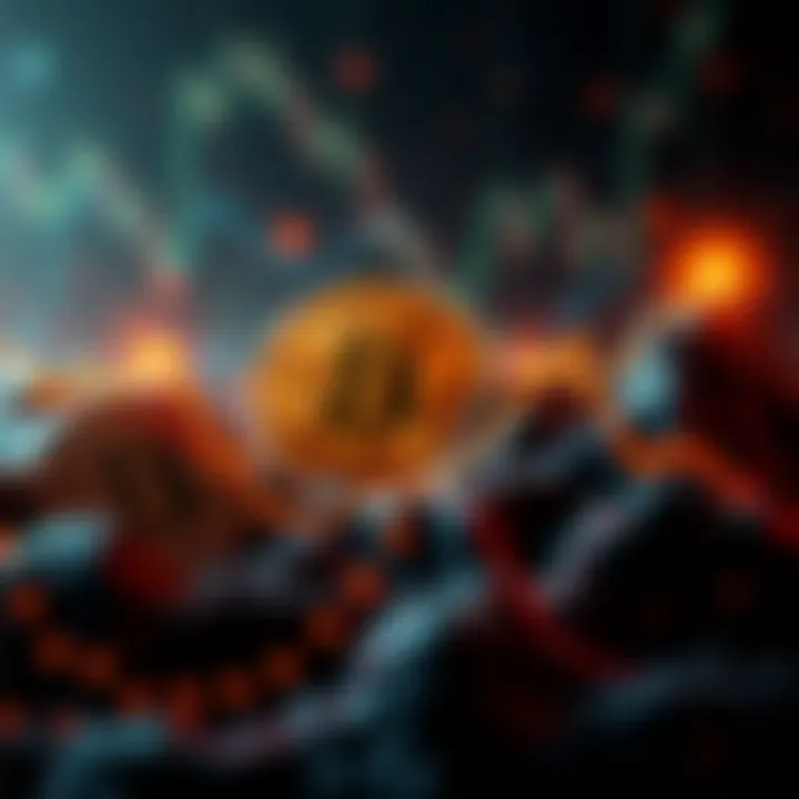 An animated representation of Bitcoin price cycles showing patterns of growth and decline over eight years.