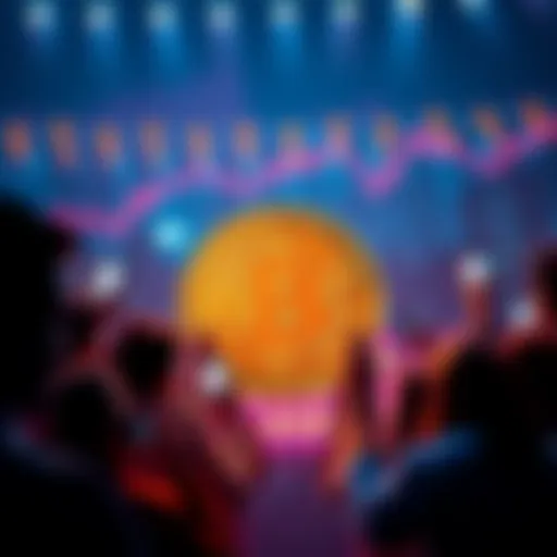 A visual representation of Bitcoin's rising price nearing $250,000, with people discussing whether to sell or hold for a higher price.