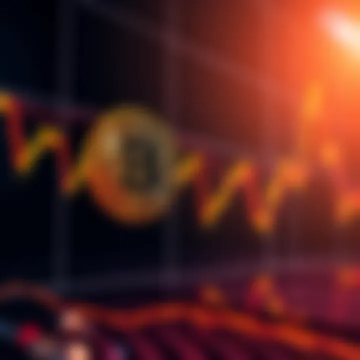 A downward trending Bitcoin price chart indicating a six-month decline in value