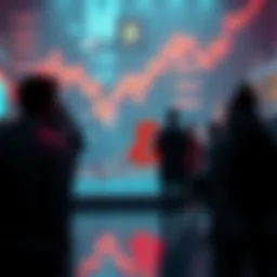 Graph showing Bitcoin price decline with people discussing buying opportunities