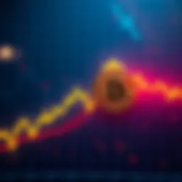 Bitcoin Price Decline A graph showing the downward trend of Bitcoin's price, with an alert symbol indicating market concern.