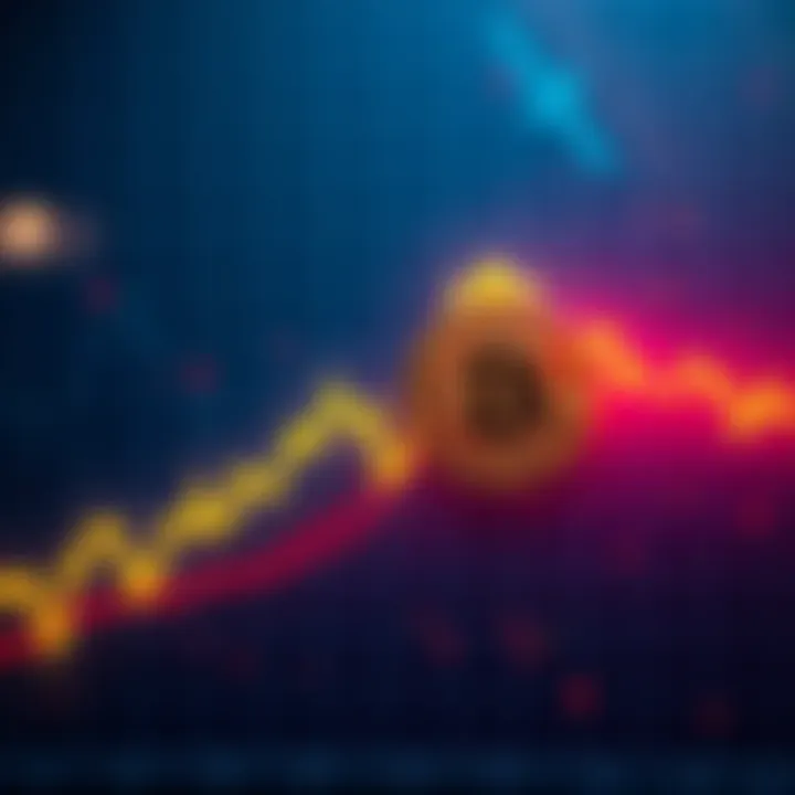 Bitcoin Price Decline A graph showing the downward trend of Bitcoin's price, with an alert symbol indicating market concern.