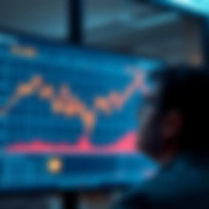 A line chart illustrating a sharp drop in Bitcoin prices, with a worried investor looking at the screen