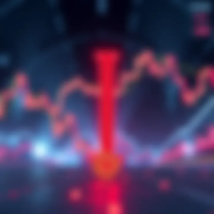 A graphic showing Bitcoin's price decline with a red downward arrow, indicating significant losses in the market.
