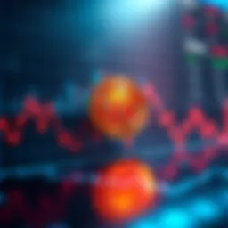 Bitcoin Price Drop A graph showing a decline in Bitcoin's price with a coin symbol