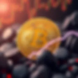 Bitcoin symbol with downward trend line indicating price decline