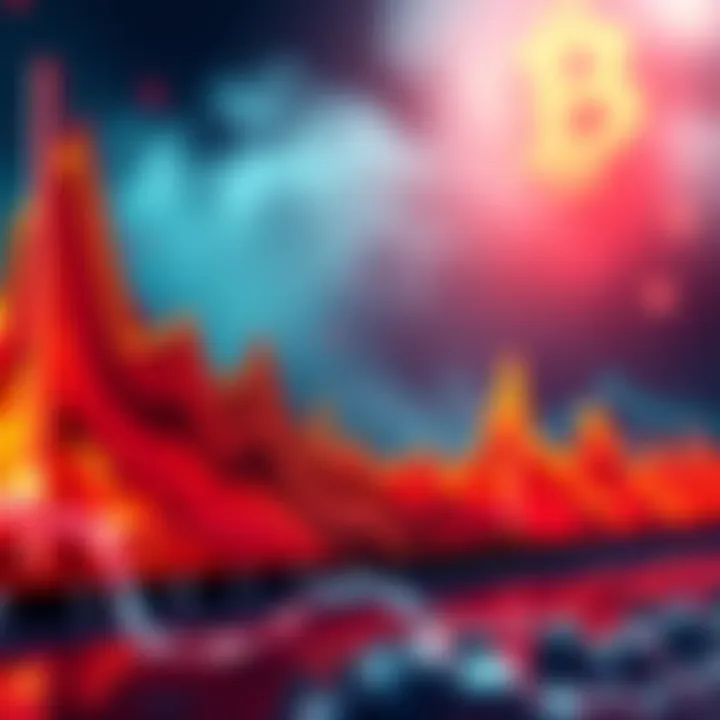 Graph showing Bitcoin price movements with emotional reactions from investors, featuring dips and spikes