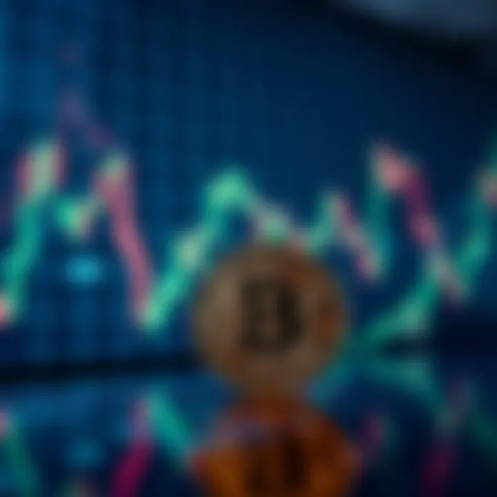 A graph showing rising and falling Bitcoin prices with the Bitcoin symbol in the foreground