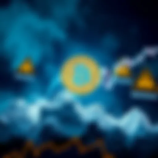 A graph showing Bitcoin's price declining to zero, with warning signs in the background