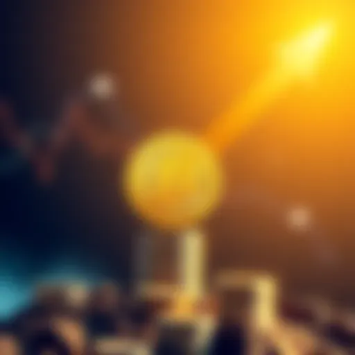 A graphic showing a rising Bitcoin symbol with an arrow pointing upwards, indicating a prediction of Bitcoin reaching $220,000 in a short time.