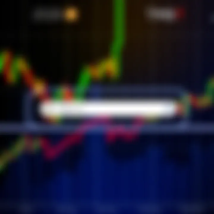 A Bitcoin price chart showing fluctuations with a Google search bar overlay indicating a spike in searches for Bitcoin.
