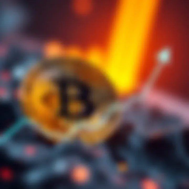 A graphic with Bitcoin symbol and upward trending graph indicating a price increase forecast
