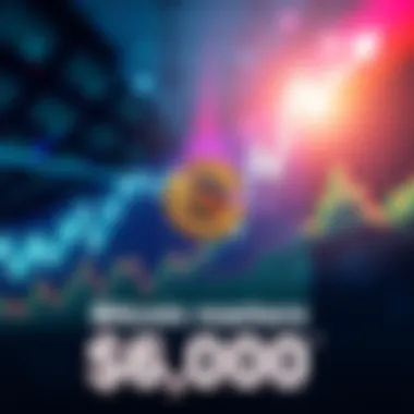 Graph showing Bitcoin reaching $66,000 with upward trend lines and charts