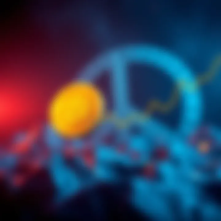 A graphic showing a rising Bitcoin trend line with a peace symbol in the background, symbolizing the recent ceasefire impact on BTC sentiment.