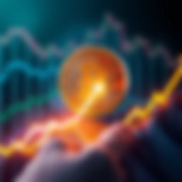 Graphic showing Bitcoin symbol with an upward trend line, indicating price growth.