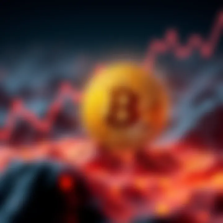 Bitcoin symbol with an upward trend graph representing price increase.