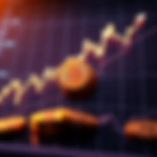 Graph showing the rising price of Bitcoin with upward trend lines