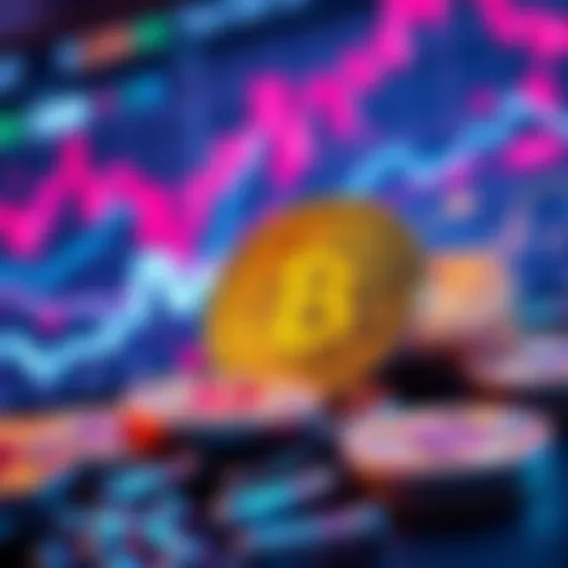 A digital representation of Bitcoin coins with a graph showing rising prices, symbolizing urgency to invest before reaching 100K.