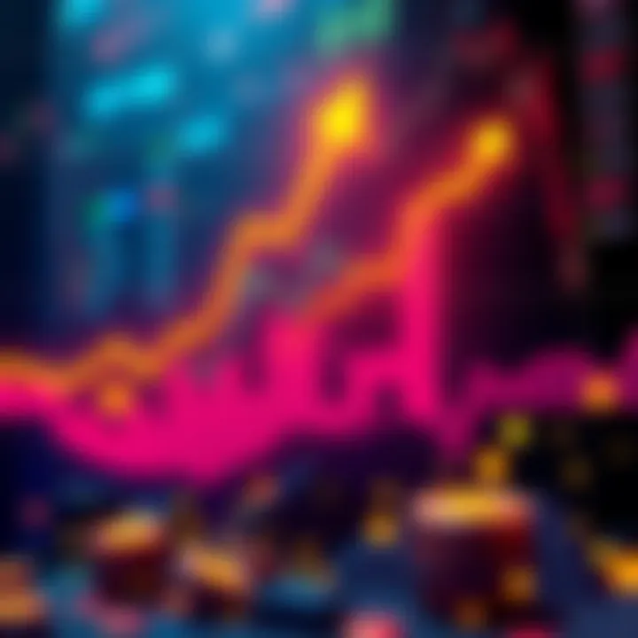 Bitcoin Price Trend Analysis Illustration A graphic showing Bitcoin price trends with upward arrows indicating long-term growth, incorporating charts and analysis symbols like ICT, SMC, and ICC.