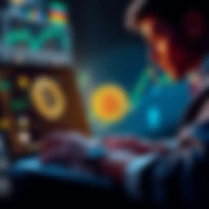 A person using a laptop to purchase Bitcoin with a small amount of money