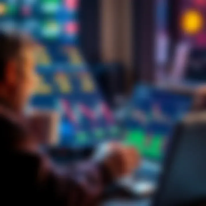 Bitcoin Purchase Strategy A person analyzing Bitcoin market charts on a laptop while holding a coffee cup, looking thoughtful and engaged.