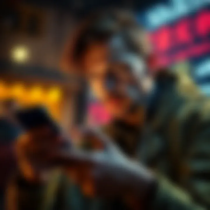 A person using a smartphone to buy Bitcoin on the Strike app with a thoughtful expression