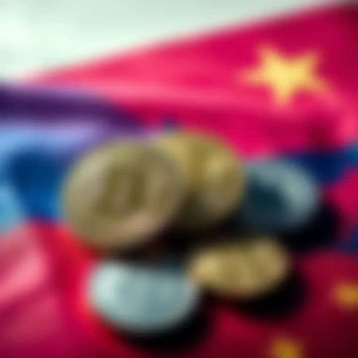 A collection of Bitcoin and Ruble coins placed on the Russian flag, symbolizing the new cryptocurrency laws in Russia.