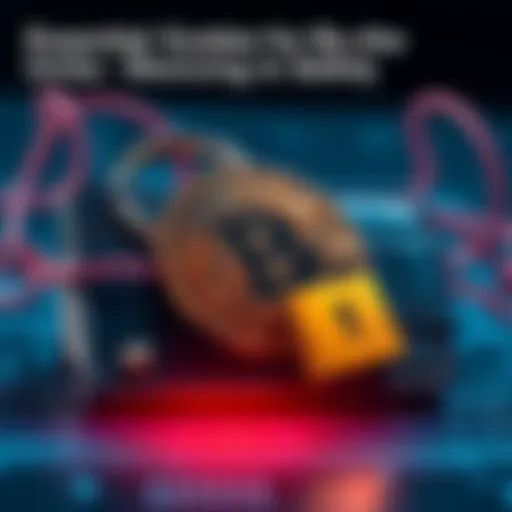 A visual representation of a bitcoin symbol displayed on a digital wallet with a lock, highlighting security in cryptocurrency storage.