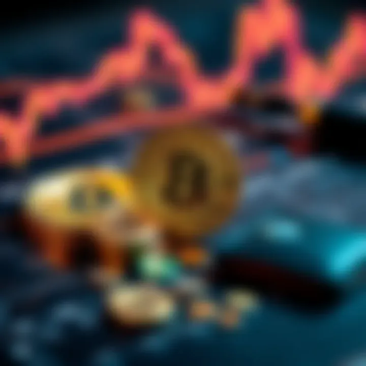 A visual representation of Bitcoin symbols with small coins and a digital wallet, highlighting its use for minor transactions and rewards.