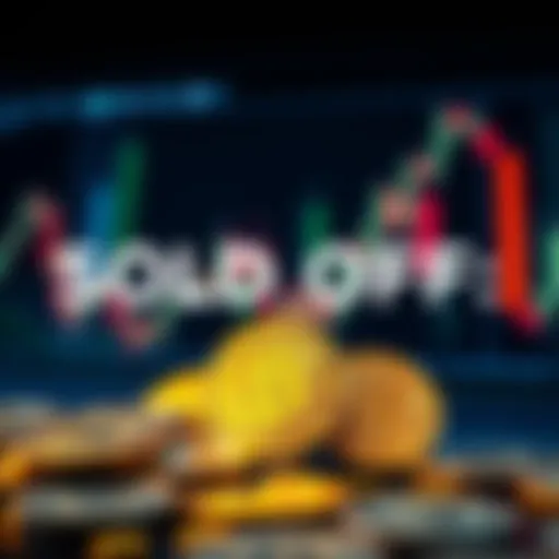 Visual representation of Bitcoin being sold with a downward price trend, depicting a graph and Bitcoin coins