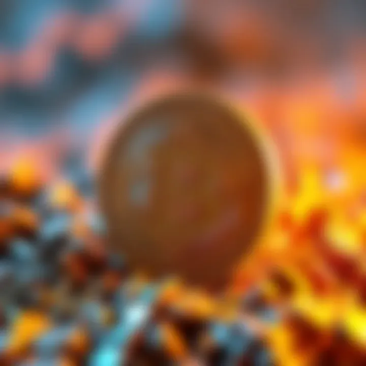 Bitcoin symbol with upward arrows indicating market growth