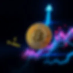 Bitcoin coin with a graph showing sharp rise, symbolizing its increase to $1 million