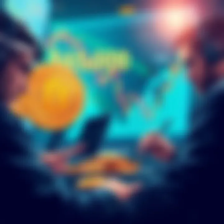 Bitcoin Price Drop and Bull Traders Illustration of traders focused on Bitcoin with a price chart showing a drop to $66,000 in the background