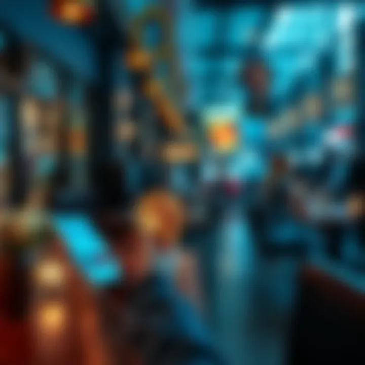 Bitcoin transactions in daily life A person using a smartphone to make a payment with Bitcoin at a cafรฉ