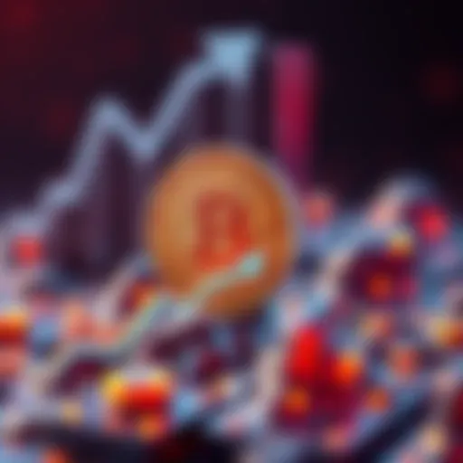 A Bitcoin symbol with an upward arrow representing price increase and market growth in 2026.