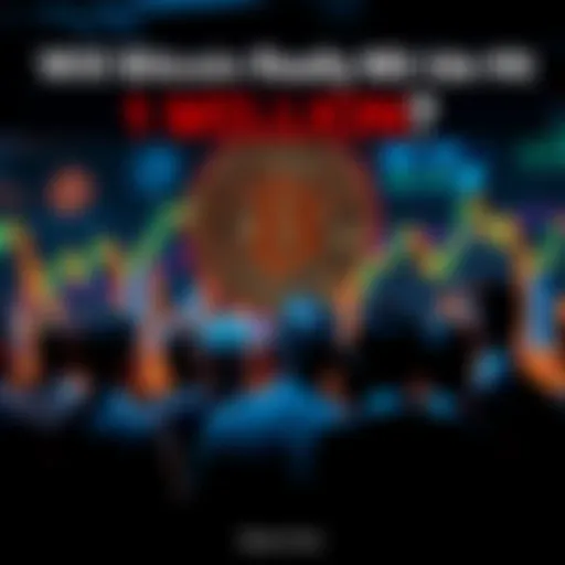 Group of people discussing Bitcoin potential with charts and graphs in the background