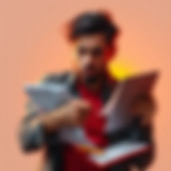 A frustrated individual holding a laptop and papers, puzzled over missing documentation related to Bitcoin investments, symbolizing the difficulty in proving wealth origins.