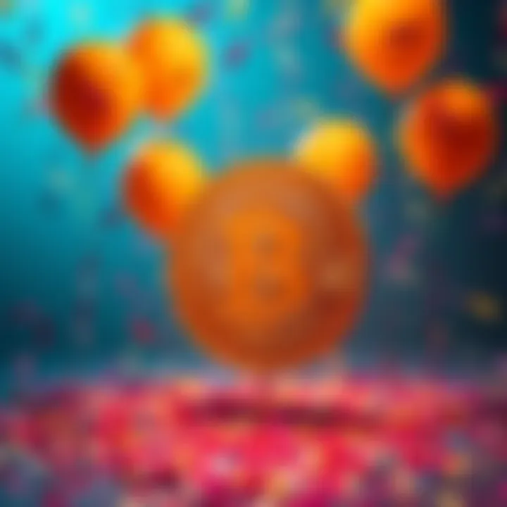 A festive graphic showing Bitcoin symbol with balloons and confetti to celebrate its 17th anniversary.