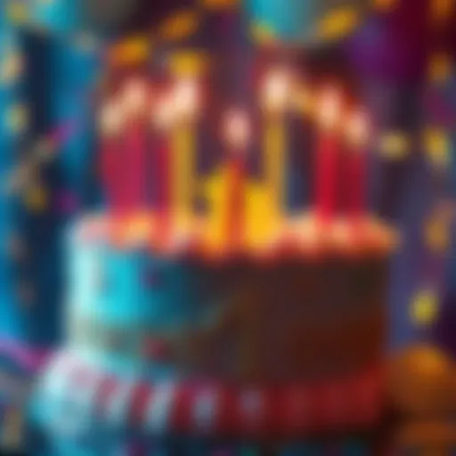 A festive Bitcoin birthday cake with candles and decorations, symbolizing 17 years since the white paper release.