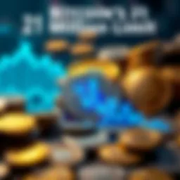 A visual representation of Bitcoin's 21 million cap with digital coins and a graph showing its security over 100,000 tests.