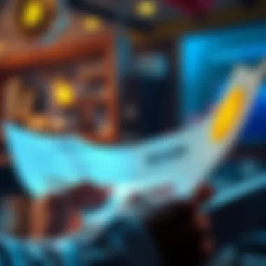 Bitcoin and 401k Loan Investment A person looking at a chart showing Bitcoin growth while holding a loan agreement paper.