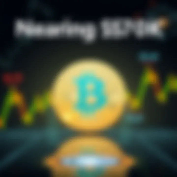 A digital representation of Bitcoin, with a chart showing its price approaching $70,000, symbolizing a market shift