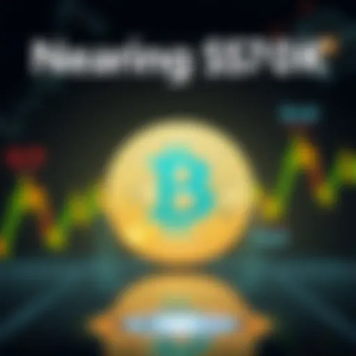 Bitcoin nearing $70K mark A digital representation of Bitcoin, with a chart showing its price approaching $70,000, symbolizing a market shift