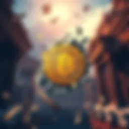 A captivating scene showing a Bitcoin symbol breaking through traditional bank structures, symbolizing financial independence and challenges to the banking system.